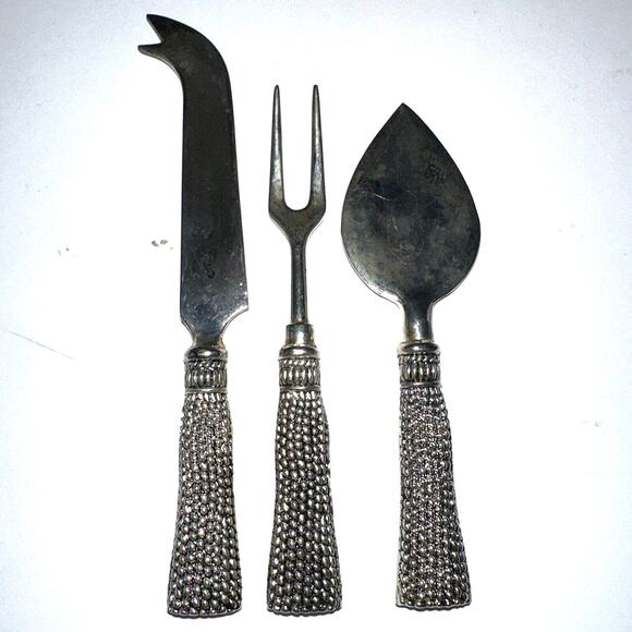 vintage silver plated set Of 3 Charcuterie appetizer rope and tassel style ￼ - Picture 2 of 5